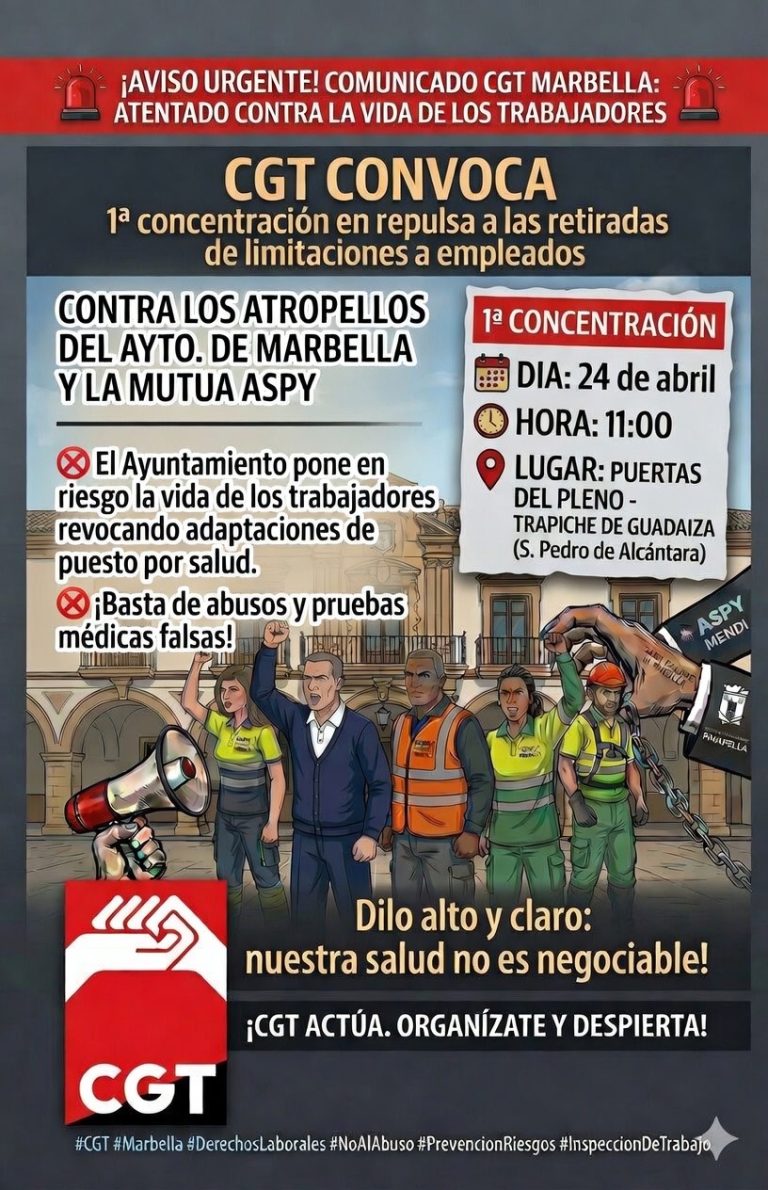 El Ayto. de Marbella viola el derecho al trabajo saludable y seguro de sus trabajadores/as