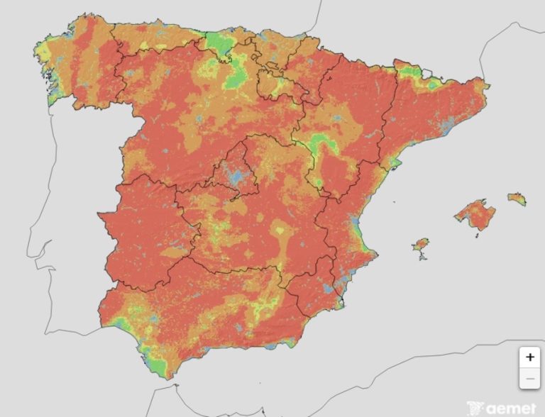 Casi toda España en riesgo extremo o muy alto de incendios por la ola de calor